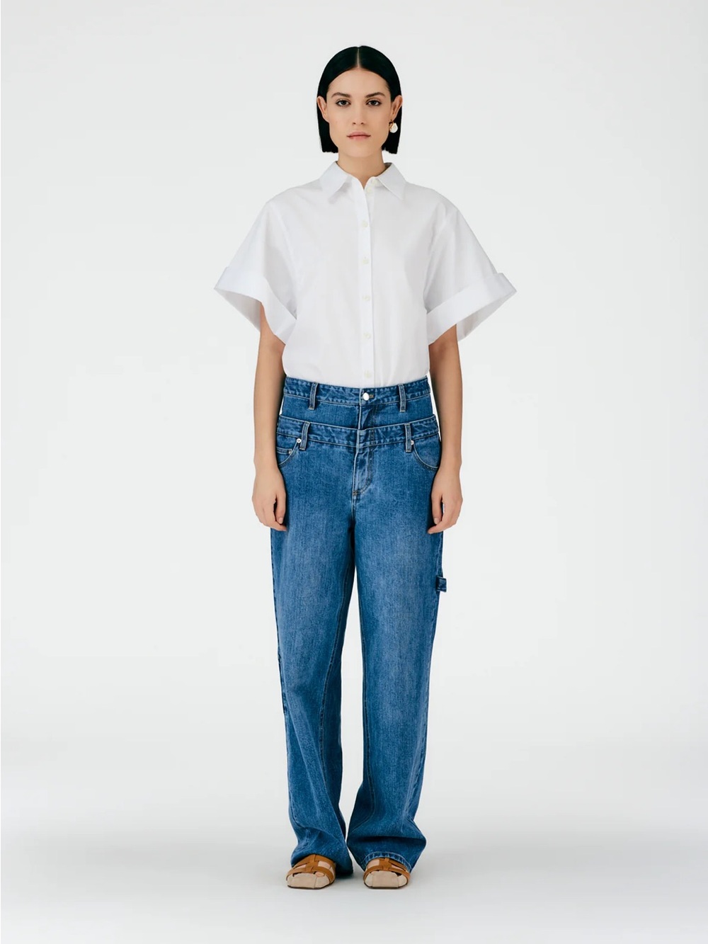 Tibi Classic Wash Double Waisted Sam Jean